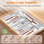 Large Utensil Drawer Organizer Expandable Silverware Organizer for Kitchen Drawer Adjustable Cooking Utensil Holder Cutlery Flatware Tray Spatula Tools Gadgets Storage Dividers Plastic White - Image 3