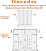 Large Utensil Drawer Organizer Expandable Silverware Organizer for Kitchen Drawer Adjustable Cooking Utensil Holder Cutlery Flatware Tray Spatula Tools Gadgets Storage Dividers Plastic White - Image 5