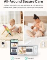 Dr.Care LumiView Plus Smart WiFi Baby Monitor - 5.5" 1080P Split Screen & 2K Camera, Privacy Mode, Cry & Motion Alerts, 5000mAh Removable Battery, RGB Night Light, HD Night Vision, App Control, 1279ft - Image 3