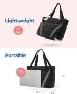 BAGSMART Tote Bag for Women with Zipper and Yoga Mat Straps Quilted Gym Tote for Travel, Work, Sport - Image 4