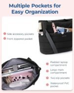 BAGSMART Tote Bag for Women with Zipper and Yoga Mat Straps Quilted Gym Tote for Travel, Work, Sport - Image 5