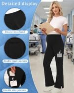 Women's Maternity Scrub Pants Wide Leg Cargo Pants Over The Belly Stretchy Workwear Pregnancy Trousers for Nurse - Image 7
