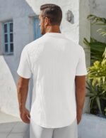 COOFANDY Men's Henley Shirt Short Sleeve Stand Collar Summer Casual Beach Hippie T-Shirts - Image 4