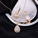 Crystal Wedding Bridal Jewelry Set Teardrop Pendant Necklace Drop Dangle Earrings Set for Bride Bridesmaids Mother of Bride Prom Party Formal Jewelry Set for Women - Image 4