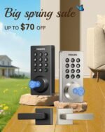 Philips WiFi Keypad Door Lock with Handle, Built-in WiFi, APP Remote Control, Voice & Fingerprint Unlock, Smart Locks for Front Door with Auto Lock, Digital Front Door Lock Set, Keyless Entry Deadbolt - Image 3