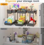 Under Sink Organizer 3 Pack, Bathroom Organizers, 2 Tier Multi-Use kitchen Organizers and Storage with Sliding Drawer, Hang Hooks and Cups, (Black) - Image 4
