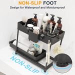 Under Sink Organizer 3 Pack, Bathroom Organizers, 2 Tier Multi-Use kitchen Organizers and Storage with Sliding Drawer, Hang Hooks and Cups, (Black) - Image 5