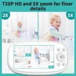 Baby Monitor, 5.5" Split-Screen 2-Way Talk Video Monitor with Camera and Audio, Auto Motion Tracking, Al Virtual Fence, Local Playback, Cry Detection, 5X Zoom,VOX, No WiFi - Image 5