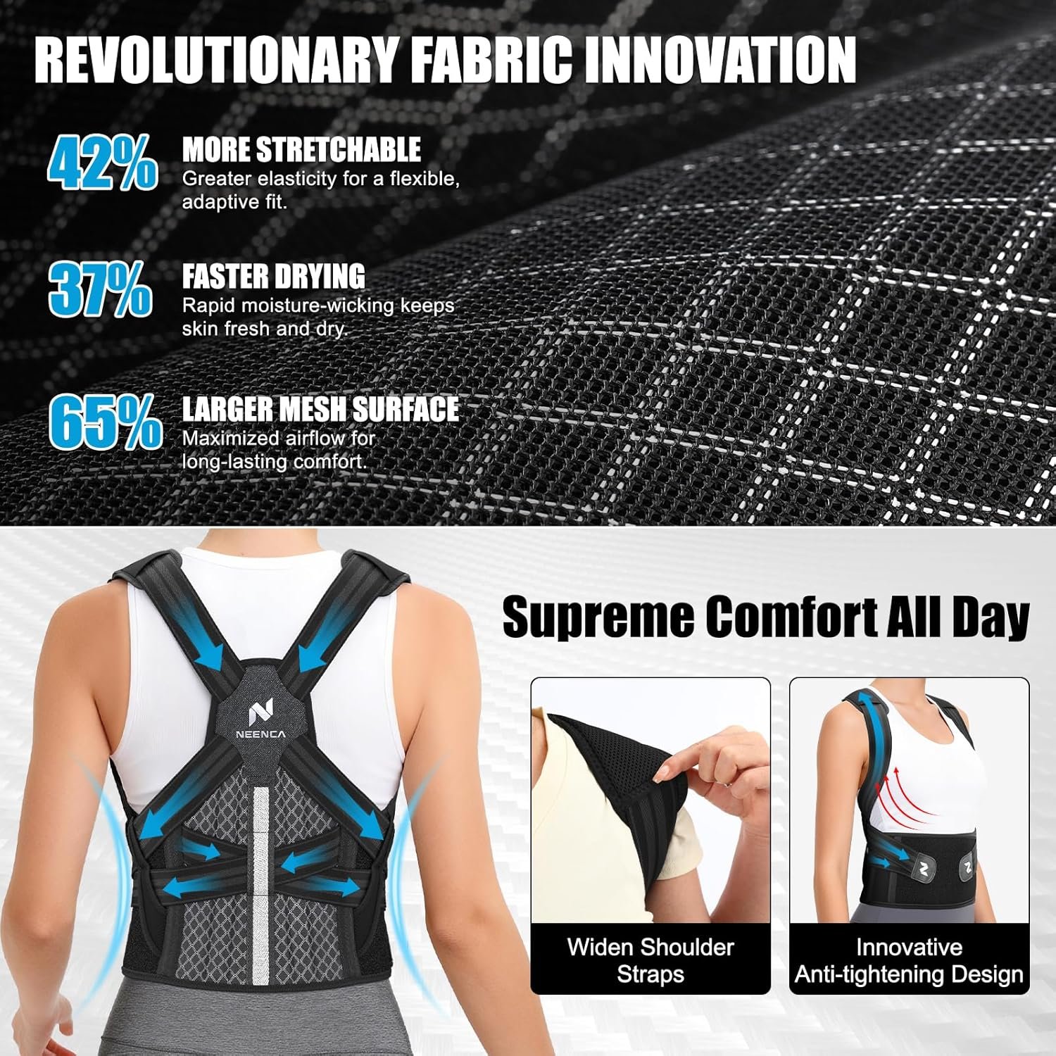NEENCA Medical Posture Corrector Back Brace for Women & Men, Fully Adjustable Back Support, Shoulder Straightener for Upper and Lower Back Pain Relief - Scoliosis, Hunchback, Thoracic, Spine Corrector - Image 6