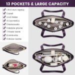 LOVEVOOK Laptop Bag for Women, Stylish Diamond Quilted Work Tote with Clutch Purse, 15.6-inch Purple Tote - Image 4