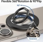 SYNCWIRE Magnetic Phone Ring Holder for MagSafe, 360° Rotation Cell Phone Grip Stand Finger Ring Kickstand Two-Sided Magnet Compatible with iPhone 17 Pro Max 16 15 14 13 12 MagSafe Accessories - Image 3