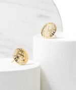 MORGAN & PAIGE .925 Sterling Silver 18K Gold Plated Greek Key Mythology Stud Earrings for Women - Laser Cut Round Greek Pattern Lightweight Jewelry, Hypoallergenic Sterling Silver Earrings - Image 6