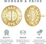 MORGAN & PAIGE .925 Sterling Silver 18K Gold Plated Greek Key Mythology Stud Earrings for Women - Laser Cut Round Greek Pattern Lightweight Jewelry, Hypoallergenic Sterling Silver Earrings - Image 8