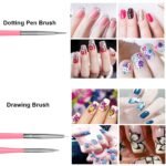 AIBEE 20pcs Nail Art Design Tools, 15pcs Brushes Kit with 5pcs Dotting Pens, PINK - Image 3