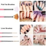 AIBEE 20pcs Nail Art Design Tools, 15pcs Brushes Kit with 5pcs Dotting Pens, PINK - Image 5