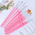 AIBEE 20pcs Nail Art Design Tools, 15pcs Brushes Kit with 5pcs Dotting Pens, PINK - Image 7
