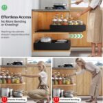 2 Pack Pull out Cabinet Organizer, Expandable(12"-20") Heavy Duty Slide out Drawer Fixed with Adhesive Nano Film for Pots, Roll out Shelf Storage for Kitchen Organization, Pantry, Bathroom(Black) - Image 5