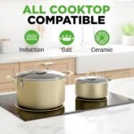 NutriChef 20-Piece Non-Stick Bakeware and Cookware Set - Utensils Including Pots and Baking Pans Made with Durable Aluminum, Tempered Glass Lids, Heat-Resistant Utensils, Easy-Clean Design (White) - Image 3