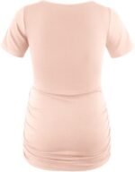 DEBELLY Maternity Shirts Short Sleeve Tops Black Shirts Footprints Pregnancy Ruched Sides Casual Shirt - Image 4