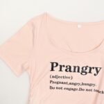 DEBELLY Maternity Shirts Short Sleeve Tops Black Shirts Footprints Pregnancy Ruched Sides Casual Shirt - Image 5