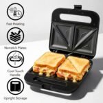 OVENTE Electric Sandwich Maker with Non-Stick Plates, Indicator Lights, Cool Touch Handle, Easy to Clean and Store, Perfect for Cooking Breakfast, Grilled Cheese, Tuna Melts and Snacks, Black GPS401B - Image 3
