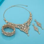 Silver Gold Plated Wedding Jewelry Sets Bridal Necklace Rhinestone Earrings Bracelets - Image 5