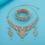 Silver Gold Plated Wedding Jewelry Sets Bridal Necklace Rhinestone Earrings Bracelets - Image 7