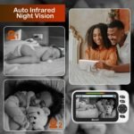 Blemil Baby Monitor with 2 Cameras and Audio 30-Hour Battery, 5" Large Split-Screen Video Baby Monitor with Camera and Audio, 3500mAh Battery, Remote Pan/Tilt/Zoom Camera, Two-Way Talk, Night Vision - Image 4
