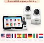 Blemil Baby Monitor with 2 Cameras and Audio 30-Hour Battery, 5" Large Split-Screen Video Baby Monitor with Camera and Audio, 3500mAh Battery, Remote Pan/Tilt/Zoom Camera, Two-Way Talk, Night Vision - Image 5