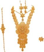 Aoleaky 24K gold European and American necklace, earrings, ring, bracelet, ladies' set, evening wear. (BJW99) - Image 5