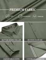 COOFANDY Mens Casual Button Down Shirt Untucked Long Sleeve Stretch Denim Dress Shirt - Image 4