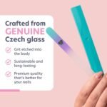 Glass Nail File with Case, Czech Glass Fingernail Files, Manicure Nail File for Natural Nails, Expert Precision Filing + Smooth Finish - Bona Fide Beauty Premium Nail Filer (Pastel Aqua Violet) - Image 3