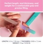 Glass Nail File with Case, Czech Glass Fingernail Files, Manicure Nail File for Natural Nails, Expert Precision Filing + Smooth Finish - Bona Fide Beauty Premium Nail Filer (Pastel Aqua Violet) - Image 4