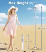 TONEOF 68" Magnetic Selfie Stick Tripod with Aluminum Strong Magnetic Holder for Magsafe, 360° Rotatable Travel Phone Tripod Stand with Metal Ring & Rechargeable Remote for iPhone/Android(Beige Gray) - Image 5