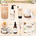 Spa Gift Baskets for Women, Vanilla Coconut Bath and Body Gifts Set for Women, Home Spa Self Care Gift, Relaxing Bath Set for Mom Wife Sister Friends Sister Girlfriend, Mother’s Day Thank You Gifts - Image 3