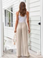 LILLUSORY Women's Linen Summer Palazzo Pants Flowy Wide Leg Beach Pants with Pockets - Image 4