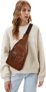 Relang Sling Bag for Women Crossbody, Leather Cross Body Fanny Packs for Women, Trendy Chest Bag for Travel and Daily Use - Image 5