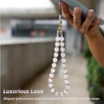 Marble Beaded Phone Wrist Strap,Detachable Phone Bracelet Strap with Tether Tab,Hands-Free Wristlet Strap (Rose Quartz) - Image 5