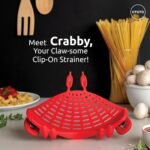 NEW Crabby Clip-On Strainer by OTOTO - Silicone and Stainless Steel Pasta Strainer, Funny Gifts, Cute Kitchen Accessories, Red Crab, Cool Kitchen Gadgets - Image 4