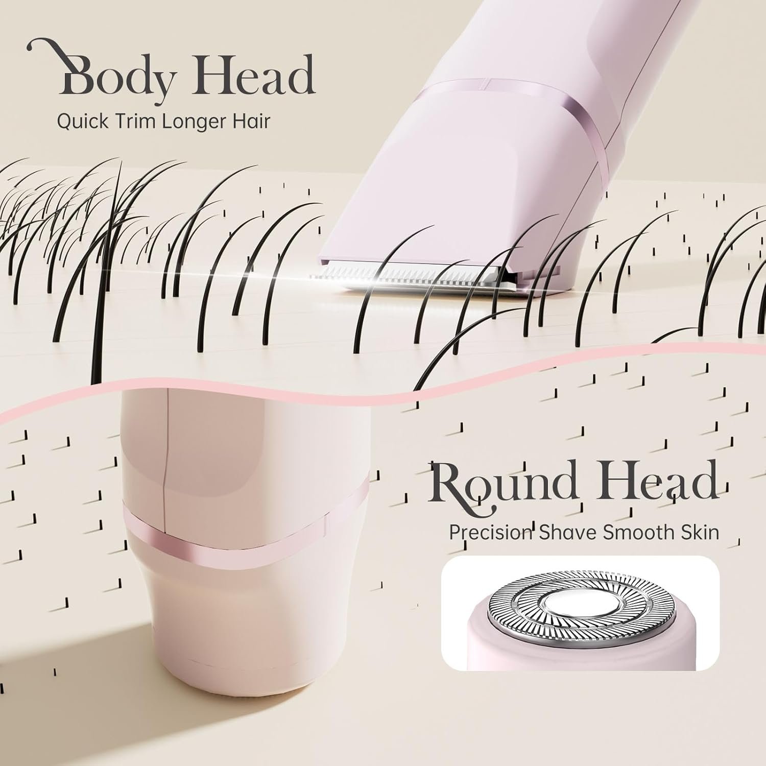 Bikini Trimmer for Women - Painless Electric Razors for Silk Skin,Cordless Body Shaver for Trip,Replaceable Lady Facial Razor, IPX7 Waterproof&Easy Cleaning, Ceramic Blade, Gifts for Women - Image 4