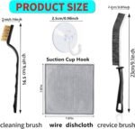 16Pcs Crevice Cleaning Brush Set, Hard Bristle Gap Cleaning Brush for Bathroom Window Tracks, Deep Cleaning Tools Kit with Wire Detail Brushes & Non-Scratch Wire Dishcloths for Kitchen - Image 4