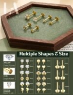 16G 18G Flat Back Stud Earrings for Women - Hypoallergenic Surgical Steel Internal Thread Stud Piercing Jewelry for Tragus Helix Cartilage Conch Nose 14K Gold Plated Lip Labret Medusa Piercing Silver - Image 3