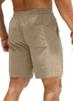 JMIERR Men's Corduroy Shorts Casual Elastic Waist Drawstring Lightweight Summer Beach Shorts - Image 3