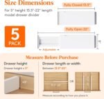 Lifewit 5 Pack 5" High Drawer Dividers 34-56cm/13.5-22" Adjustable Drawer Organizer for Clothes/Utensils, Expandable Drawer Separator in Dresser/Kitchen/Bedroom/Office Organization & Storage White - Image 3
