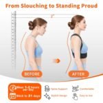 Posture Corrector for Women, Adjustable Back Straightener with Enhanced Support, Invisible Under Clothes, Breathable Upper Back Brace for Neck, Back Pain Relief, Correct Hunchback, Slouching, L/XL - Image 3
