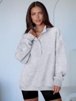 ANRABESS Womens Oversized Sweatshirt Long Sleeve Henley Pullover Tops 2026 Spring Casual Button Loose Fit Teens Outfits - Image 3