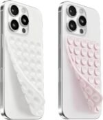 (2 Pack) Silicone Suction Cup Phone Case Mount Double Sided, Sticky Phone Grip with Higher Suction Power for Cell Phone, Hands-Free Phone Accessories for Selfies and Videos, Clear & Light Pink - Image 2