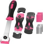 3 Pack Razor Blade Scraper Set, Includes 30 Plastic & 30 Metal Blades, Multi-Purpose Tool for Glass, Cooktop, Sticker Removal, Paint & Gum Cleaning (Pink) - Image 2