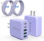 60W USB C Charger Block for iPhone 17 16 15, 2-Pack USB C Wall Charger with Total 60W Max Output,10FT USB C Cable,Fast Charging Blocks for iPhone 17/16/15 Series,Galaxy,Pixel,iPad-Lavender - Image 2