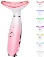 7 Color Galvanic Machines - Red Light Therapy for Face and Neck, Face Massager Tool for Wrinkles, Double Chin, Vibrating Facial Massager with Thermals, Pink - Image 2